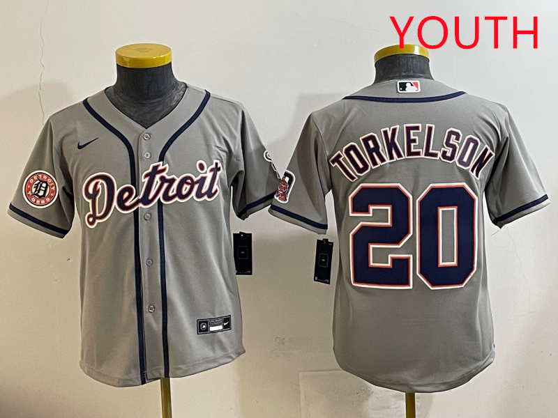 Youth 2025 Detroit Tigers  #20 Torkelson grey Nike MLB jersey style 4->youth mlb jersey->Youth Jersey